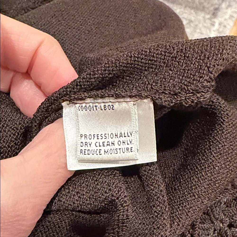 ST. JOHN Sport Santana Knit Tasseled Hem wool Faux Wrap Skirt‎ Brown med